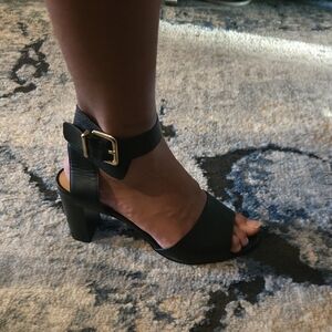 Expressions Black Ankle Strap Heels